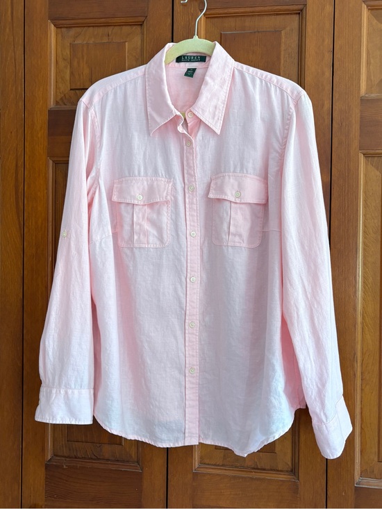Lauren Ralph Lauren Tops - Lauren Ralph Lauren pink linen button down Women’s 1X